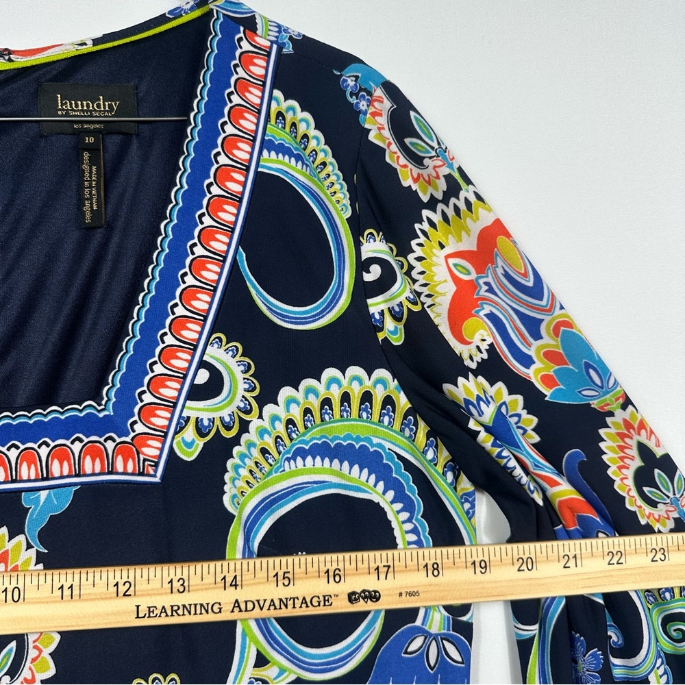 Laundry By Shelli Segal Blue Multicolor Dress Size 10 - Picture 6 of 8